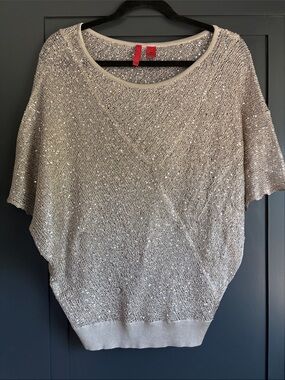 5/48 Metallic Beige Short Sleeve Knit Top